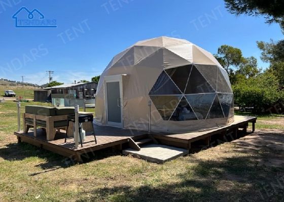 kopen 4m Dia Canvas Cotton Glamping Hotel Tent Aluminium Alloy Frame In-suite Badkamer voor Luxe Resorts online vervaardiging