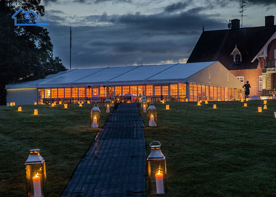 kopen Brandvertragende Gazon Feesttent Tenten Versterkte legering Frame Verwijderbare zijwand PVC-luifelstructuur online vervaardiging