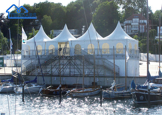 kopen Versterkt aluminium frame 4x4m Aluminium pagode tent brandwerend luifel helder span voor luxe bruiloften online vervaardiging
