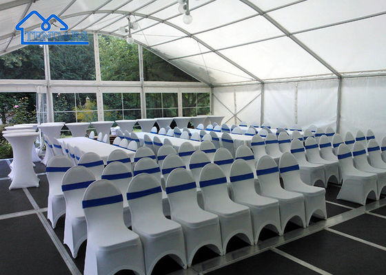 kopen 30x50m Outdoor Vuurvaste Pvc Curve Dak Aluminium Arcum Event Party Tent Cover Voor 1200 Mensen online vervaardiging