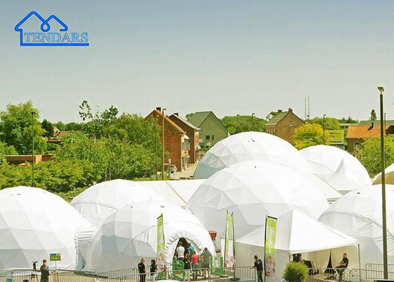 kopen PVC-gecoate grote commerciële koepeltent met transparantie witte kleur koepelstijl tent online manufacture
