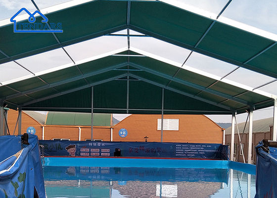 kopen Sporthaltent van versterkt staal 20x30m Brandvertragende afdekking Hoge piek voor tennisbaan Serie 153 online vervaardiging