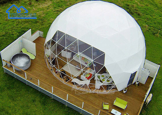 kopen 6m Dia Glamping Hotel Tent Houten raam geïsoleerd PVDF gecoat voor safaricamps online vervaardiging