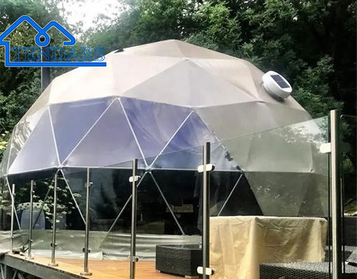 kopen Buitenwit, rood, geel commercieel koepeltent met platform voor hotelcamping online manufacture