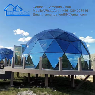 kopen UV-bestendige commerciële geodetische koepel helder dak alle glazen iglo tent voor glamping en hotel resort online manufacture