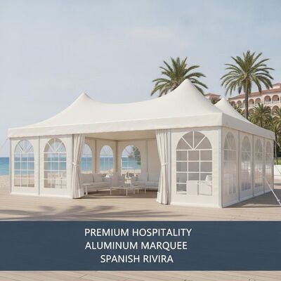 kopen Premium Hospitality Aluminium Party Marquee Tent Marine Grade Coating voor Spaanse Hotels Resorts Beach Clubs online vervaardiging