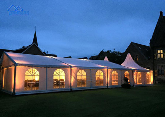 6x6m Versterkte legering Frame Party Marquee Tent Windbestendig Brandvertragend PVC Luifel voor feesten bij het zwembad
