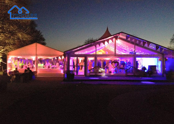 Brandbestendige vakantiefeestten Marquee tenten Versterkt legeringsraam Wit Elegante PVC Premium Canopy Structuur