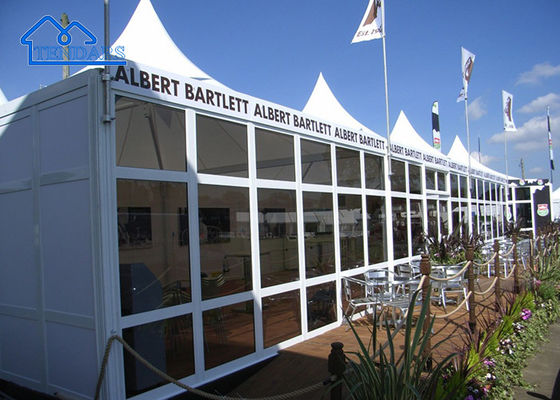 Vuurdicht/Winddicht Buiten Sterk Aluminium Hoog Peak Glas Muurtent Pagode Tent Te koop