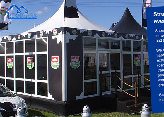 Duurzame aluminium pagode tent met glazen muur voor beurzen, banketten, familie, feest BBQ enz.
