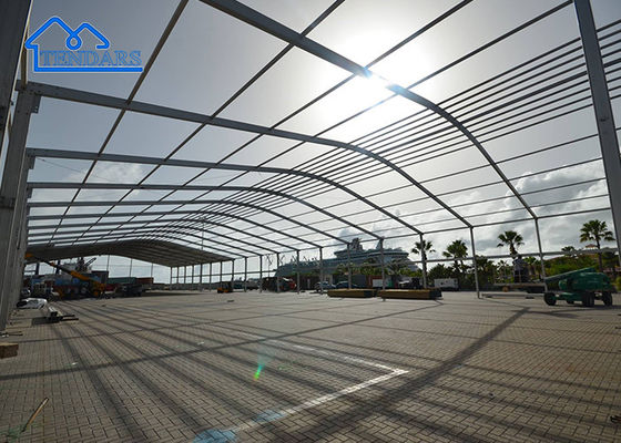 Grote luxe boog curve design aluminium frame transparante marquee tent voor 300 500 1000 mensen