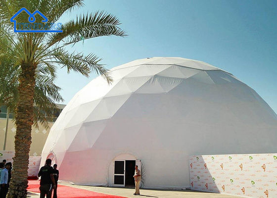 Duidelijke span 25m Dia commerciële koepel tent gegalvaniseerd staal PVC-dek voor tuinkoepels