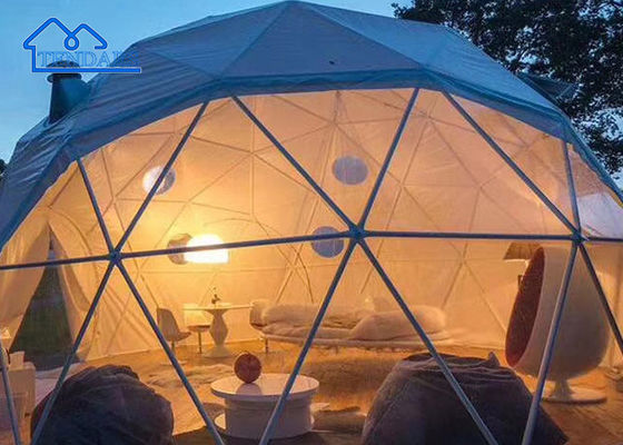 Wit Groen Glamping Hotel Tent, Geodetische Dome Tenten Waterdicht Eco Tent Prijs