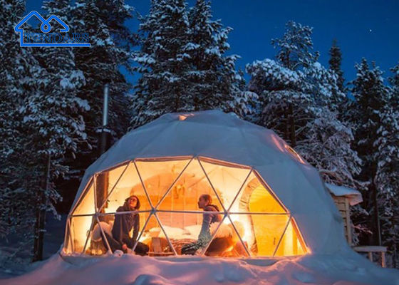 6061/T6 Aluminium frame 12m Dia Glamping Hotel tent PVC Canvas In-suite badkamer voor luxe resorts