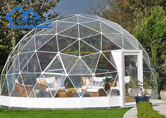 Witte dikke dekking doorzichtige geodetische koepel tent 50m diameter
