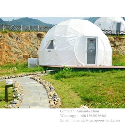 Transparante geodetische verbindingen op maat Mini zonnekamer Glamping Hotel Dome tent met badkamer