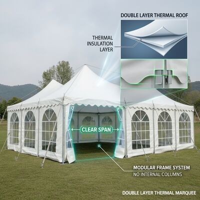 10x10m Houten vloersysteem L-serie Clear Span Marquee Party Tent Cassette Houten vloer Verjaardagsfeest