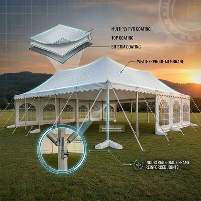 Zware standaard feestmarquee tenten geextrudeerd aluminium legering Frame Ground Bar Kit Outdoor Shelter Structuur