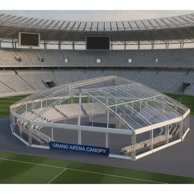 Sportevenement Stadion Party Marquee Tent 500 Zitplaatsen Duidelijke spanwijdte Aluminium frame Tribune Europese Arena Luifelstructuur