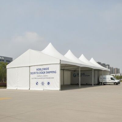 Wereldwijde deur-tot-deur verzending Party Marquee Tent Complete logistiek Inklaring Europese levering Luifelstructuur