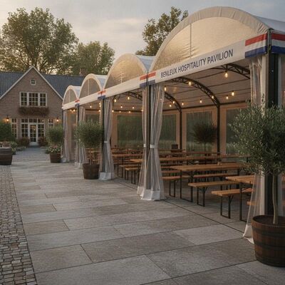 Benelux Biertuin Terras Feesttent Tent Openzijdig Paviljoen Ontwerp België Nederland Luxemburg Horeca Luifelstructuur
