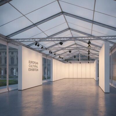 Kunsttentoonstelling Galerij Feesttent Tent Museumkwaliteit Verlichting Wandsysteem Europees Cultureel Evenement Display Luifelstructuur