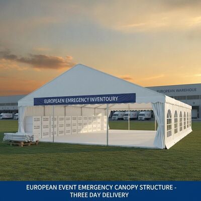 Europees magazijn Snel schip Party Marquee Tent Vooraf gevulde inventaris Driedaagse levering Europese evenement noodluifelstructuur