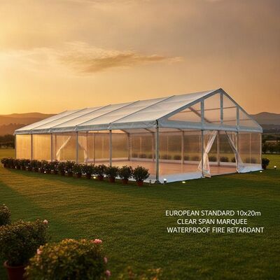 Europese standaard 10x20m Clear Span Aluminium Party Marquee Tent Waterdicht Brandvertrager