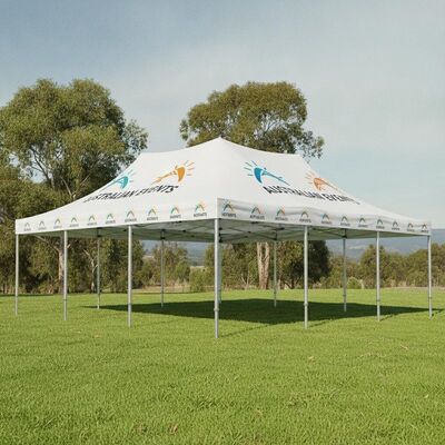 Custom Printed Branded Party Marquee Tent Aluminium Frame UV Resistant Logo Canopy voor Australische Evenementen