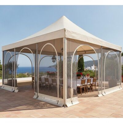 Geventileerde Aluminium Party Marquee Tent Mesh Sidewalls voor Spaanse Middellandse Zee Outdoor Events Eten
