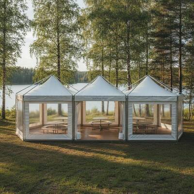 Scandinavisch ontwerp Modulaire feestmarquee tent Versatile lichtgewicht aluminium frame voor Zweedse evenementen