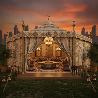 Royal Majlis-stijl Arabische gastvrijheid receptie partytent Premium handgemaakte afwerking voor VIP-zakelijke bijeenkomsten in de VAE
