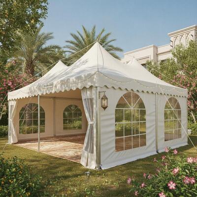 Custom Party Marquee Tent Brandbestendige PVC Stof gegalvaniseerde connectoren voor Qatar Garden Celebrations
